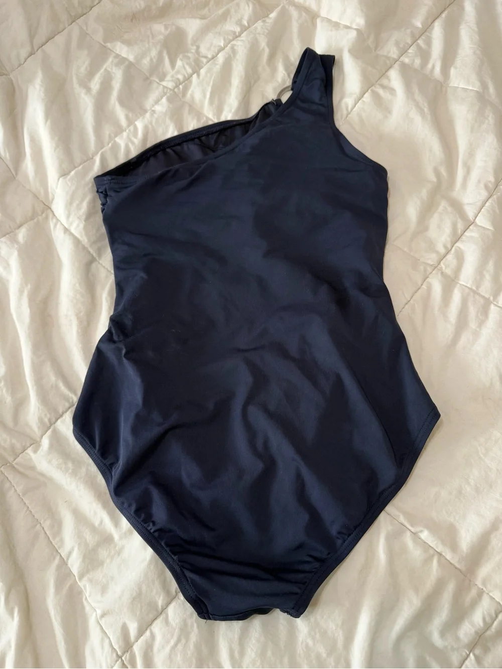 Michael Kors Navy One-Shoulder Woman’s Swimsuit with Ring Detail